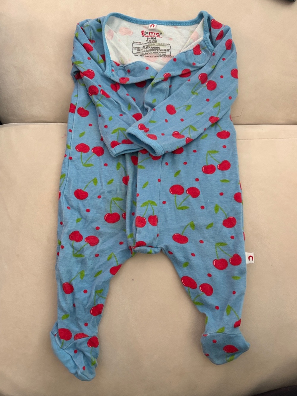 Magnetic Me Blue Cherry Print Footie